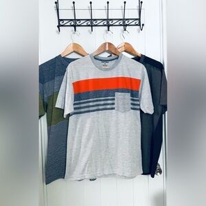 3 Men's Gray and Red Striped T-Shirt bundle
